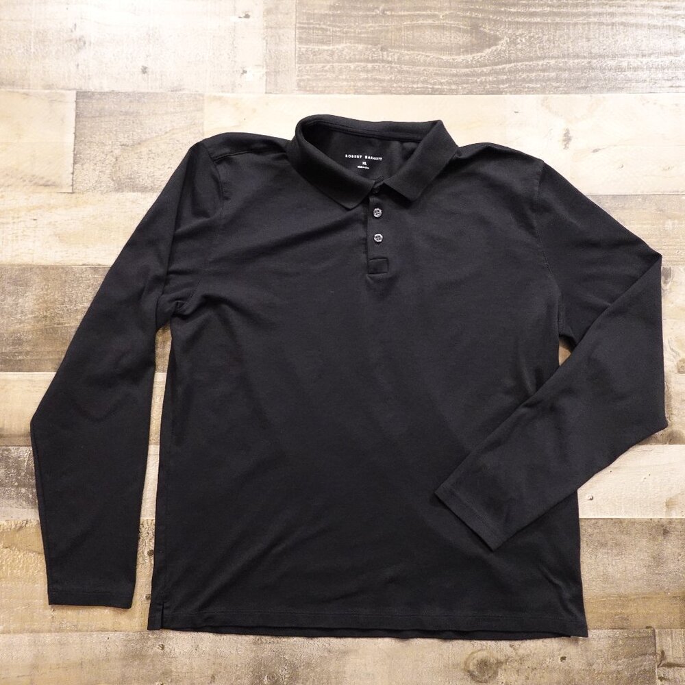 Robert Barakett Batiste LS Polo‎ Men’s XL Black 100% Pima Cotton